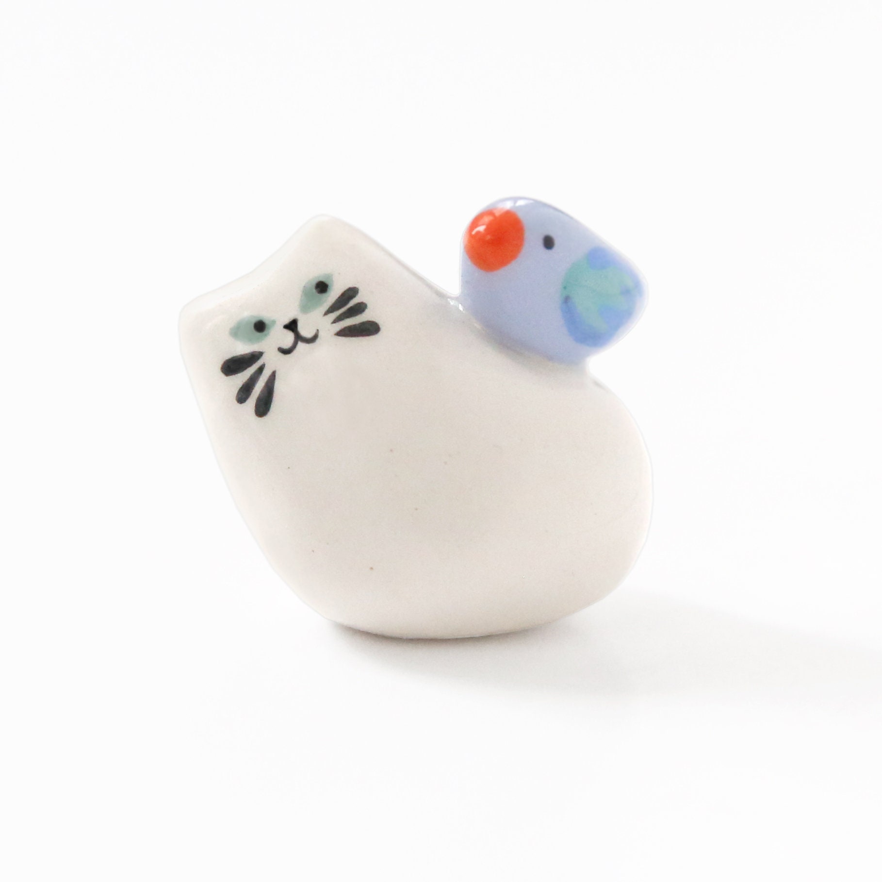 Kolibri Katze / Keramik Skulptur