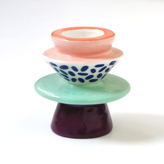 Candleholder - Taïwé - Purple, green & pink