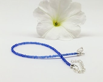 bracelet de cheville bleu, perles bracelet de cheville, cheville de plage, simple bracelet de cheville