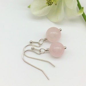 lovely rose quartz earrings,pale pink earrings,rose quartz,light pink earrings