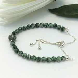 tree agate bracelet with a fine silver chain