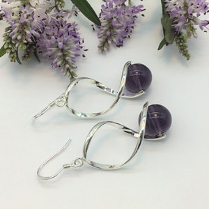 lovely purple and silver earrings, 3 year anniversary gift