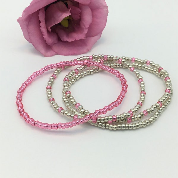 pretty pink tiny bead bracelets