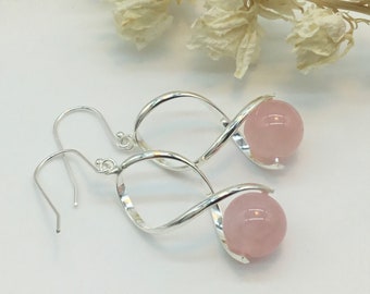 spiral earrings,blush pink earrings,unusual gift ideas,Taurus gifts