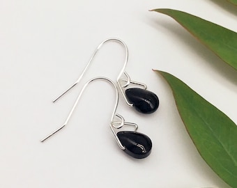 tiny dangle earrings,short black earrings,tiny drop earrings