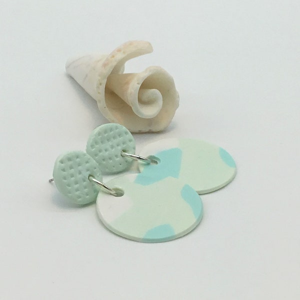 mint green earrings,quirky gift ideas,pale green earrings,fimo earrings