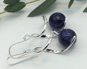 sodalite earrings,lovely blue earrings,formal earrings,