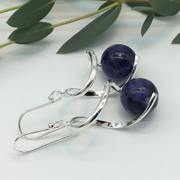 sodalite earrings,lovely blue earrings,formal earrings,