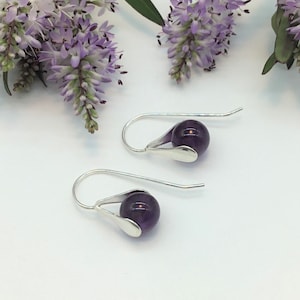 pretty amethyst earrings with sterling silver pinch bails