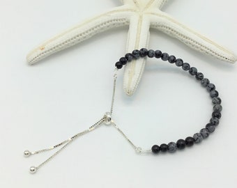 obsidian crystal bead chain slider,obsidian bracelet,popular right now,