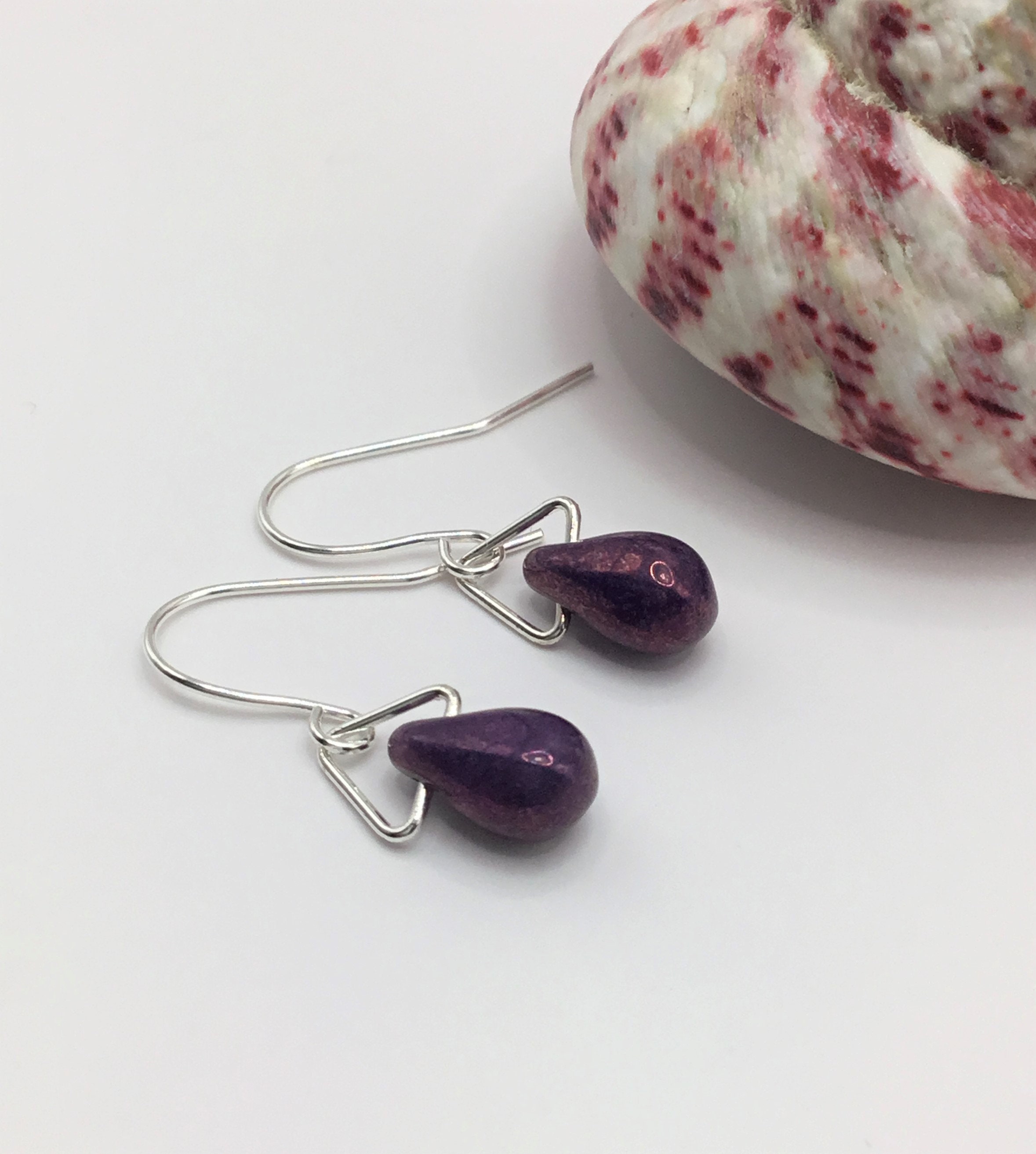 Ensemble Bijou : Pendentif Et Boucles D'oreilles En Cristal Violet / Argent 925