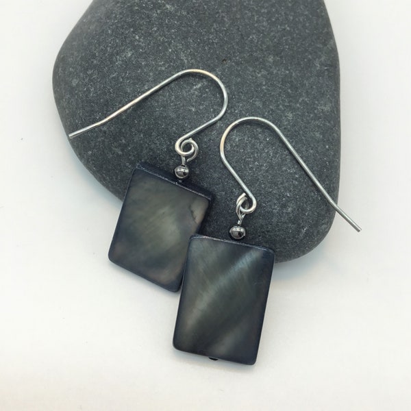 large smokey steel grey earrings