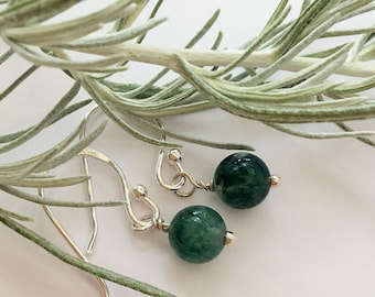 moss agate earrings,dark green earrings,Autumn earrings,woodland earrings