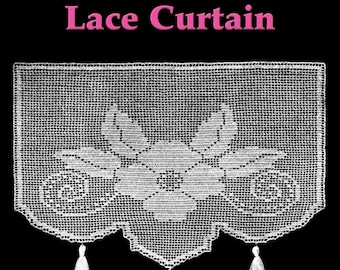 Dogwood Blossom Lace Curtain Filet Crochet Pattern