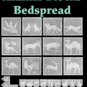 Animal Blocks Bedspread Filet Crochet Pattern