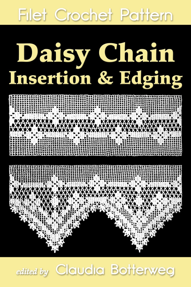 Daisy Chain Insertion & Edging Filet Crochet Pattern image 1