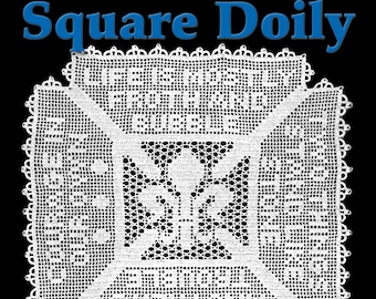 Fleur-de-lis Square Doily Filet Crochet Pattern