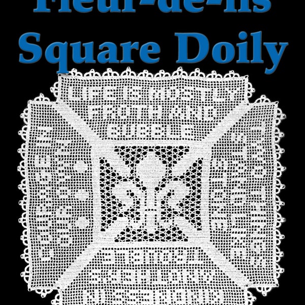 Fleur-de-lis Square Doily Filet Crochet Pattern