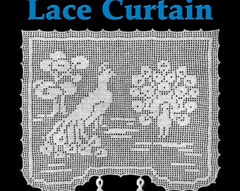 Two Peacocks Lace Curtain Filet Crochet Pattern