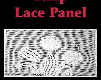 Patrón de crochet de filete de panel de encaje de tulipán