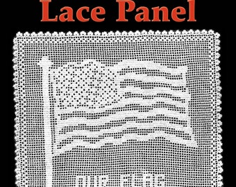 Patrón de crochet de filete de panel de encaje de bandera estadounidense