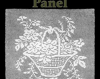 Patrón de crochet de filete de panel de cesta de flores