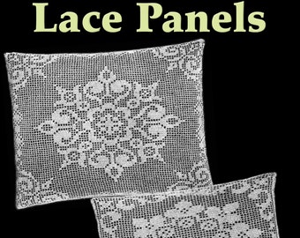 Two Spring Lace Panels Filet Crochet Pattern