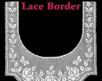 Rose and Butterfly Lace Border Filet Crochet Pattern