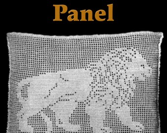 Lion Lace Panel Filet Crochet Pattern