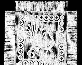 Folk Peacock Filet Crochet Pattern