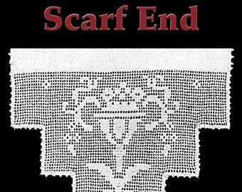 Flower Pot Scarf End Filet Crochet Pattern