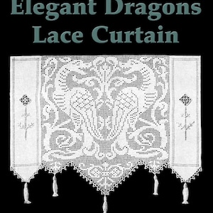 Elegant Dragons Lace Curtain Filet Crochet Pattern