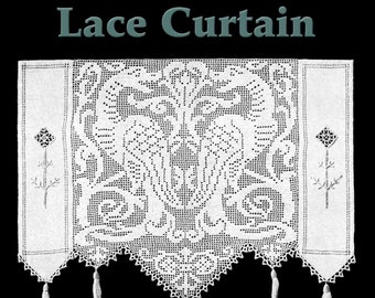 Elegant Dragons Lace Curtain Filet Crochet Pattern