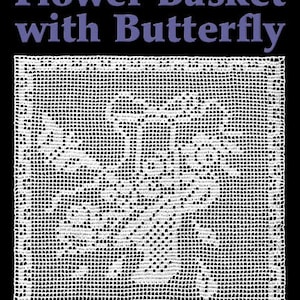 Flower Basket with Butterfly Filet Crochet Pattern