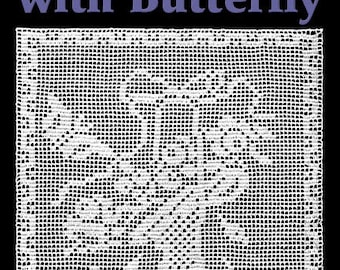 Flower Basket with Butterfly Filet Crochet Pattern