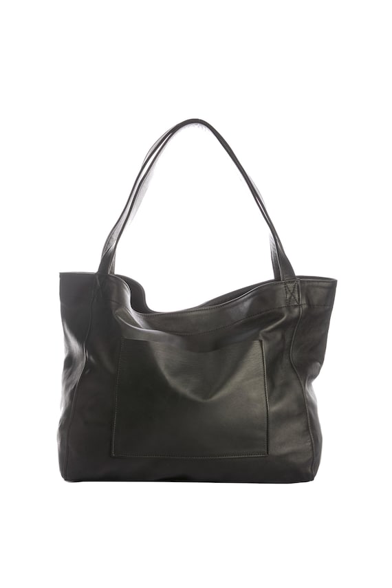 Full Grain Lamb Leather Maxi Tote – Soft Minimalist Shoulder Bag, Everyday Elegance