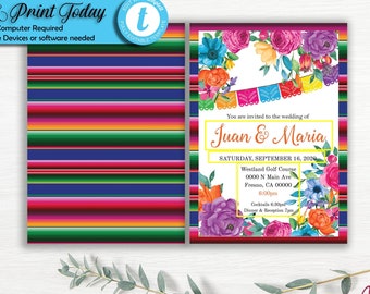 Mexican Theme Wedding Invitation Printable | ENGLISH | Mexican Wedding Invite | Fiesta Theme Wedding | Mexican Theme Invitation | Templett