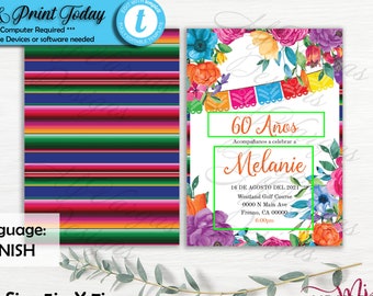 Mexican Fiesta Birthday Party Invitation ENGLISH Templett | Etsy
