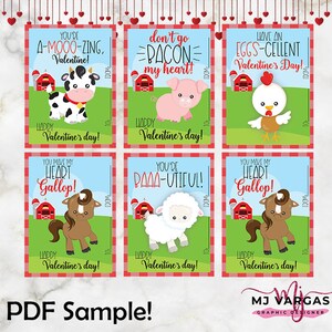 Farm Animals Valentines Day Cards Printable | Animals Cards | Dont Go ...