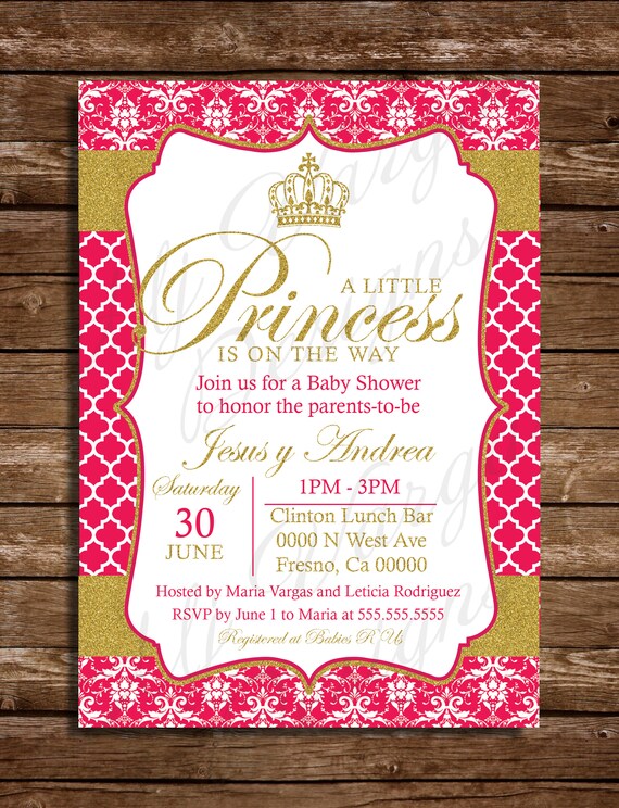 Jasnoróżowe I Złote Księżniczki Na Drodze Druku Baby Shower Etsy