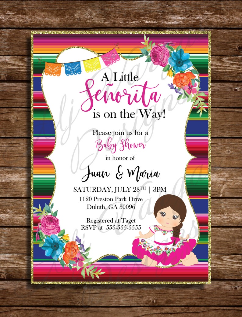 Girl Mexican Theme Baby Shower Invitation Little Señorita is | Etsy