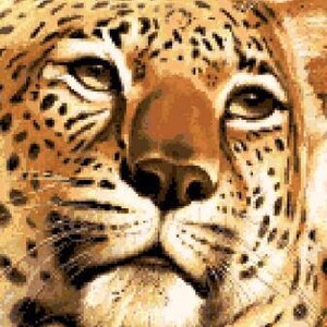 Modèle de point de croix léopard gros chats portrait animaux motifs de broderie fichier pdf