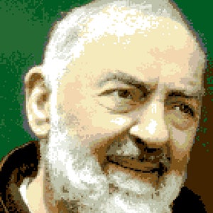 Cross stitch pattern FATHER PIO of Pietrelcina Padre Pio Holy religious patterns pdf files DMC colors coloured symbols