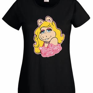 T-shirt donna MISS PIGGY maialina MUPPETS babies maglietta maniche corte cartoni animati anni 80 vintage retro