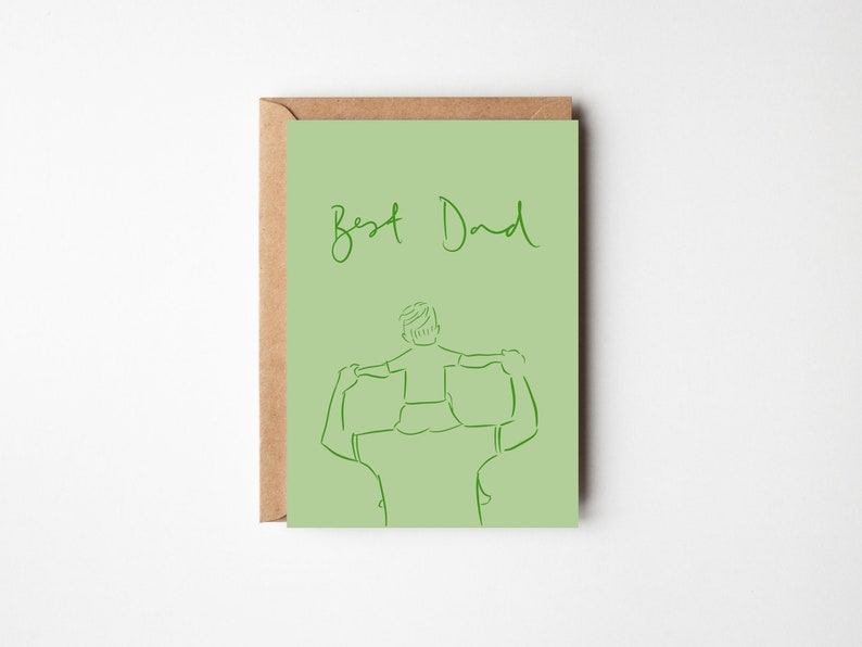 Best Dad Card for Birthday or Father's Day Free Handwritten Message Inside Optional image 1