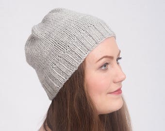 Womens Cable Knit Beanie / Strickmütze / grau Hüte / Kabel Beanie / Slouchy stricken Hut / Hand stricken Hut / Mütze / Mütze