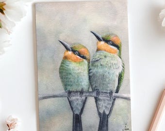 Bee-Eater Postcard, Watercolor Bird Artwork, Wildlife Art, Bee Eater Post Card, (A6)