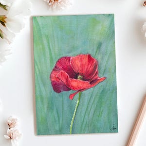 Carte postale coquelicot rouge, carte postale papillon, carte postale d'art, carte postale aquarelle coquelicot, impression oeuvre d'art originale