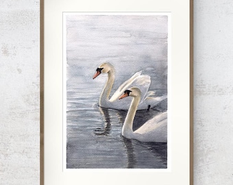 Two Swans art work, Fine art print, Limited edition collectors item