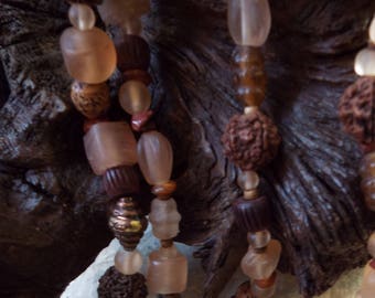 Nude Pink AFRICAN TRIBAL Beads, KROBO/Agate/Dhoum Palm Nuts
